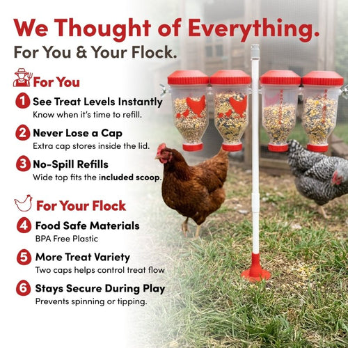 RentACoop Large, Height Adjustable Chicken Treat Dispenser