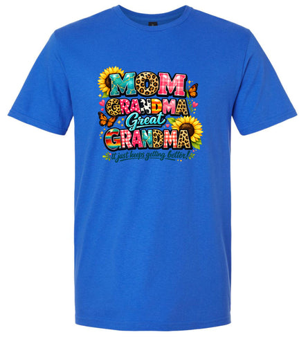 Mom, Grandma, Great Grandma Adult Gildan Soft Shirt