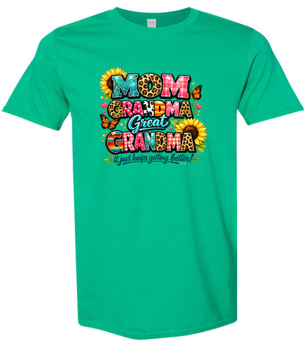 Mom, Grandma, Great Grandma Adult Gildan Soft Shirt
