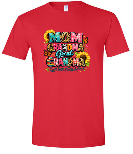 Mom, Grandma, Great Grandma Adult Gildan Soft Shirt