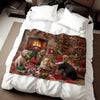 Festive Holiday Fireplace Blanket