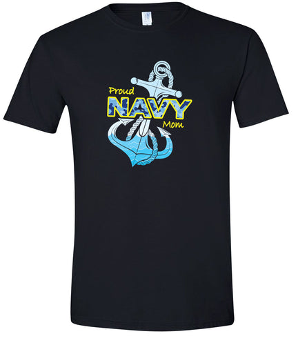 Proud Navy Mom Adult Gildan Soft Shirt