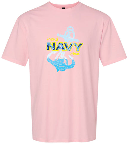 Proud Navy Mom Adult Gildan Soft Shirt