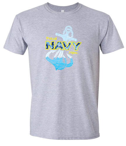 Proud Navy Mom Adult Gildan Soft Shirt