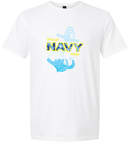 Proud Navy Mom Adult Gildan Soft Shirt