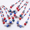 Patriotic Red White Blue Acrylic Beaded Dog Necklace - Large