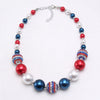 Patriotic Red White Blue Acrylic Beaded Dog Necklace - Large