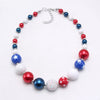 Patriotic Red White Blue Acrylic Beaded Dog Necklace - Large
