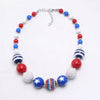 Patriotic Red White Blue Acrylic Beaded Dog Necklace - Large