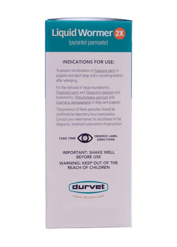 Durvet Liquid Wormer 2x for Puppies and Adult Dogs 8 oz. Hookworms Roundworms Safe