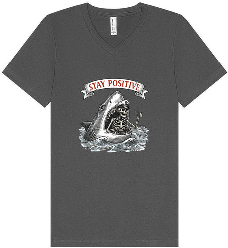 Stay Positive Shark  Unisex V-Neck Shirt