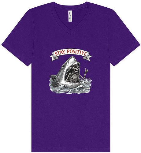 Stay Positive Shark  Unisex V-Neck Shirt
