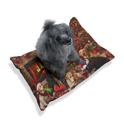 Festive Holiday Fireplace Pet Bed