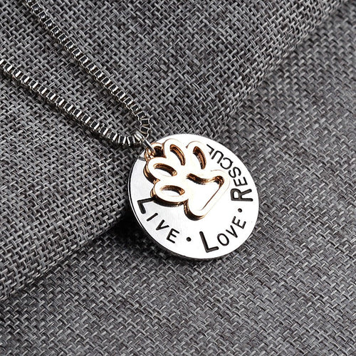 Round Dog Paw Tag Short Necklace