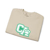 California Embroidered Crewneck Sweatshirt — Green Vintage 'CA' Paw Logo