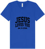 Jesus Loves You, I'm Trying Unisex V-Neck Shirt
