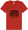 Jesus Loves You, I'm Trying Unisex V-Neck Shirt