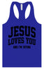 Jesus Loves You, I'm Trying Women's Racerback Tank