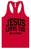 Jesus Loves You, I'm Trying Women's Racerback Tank