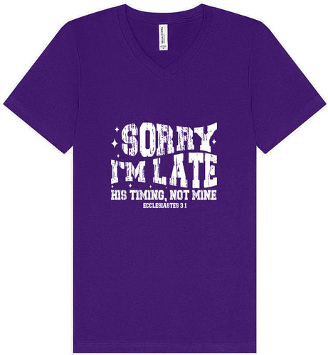 His Timing, Not Mine Unisex V-Neck Shirt