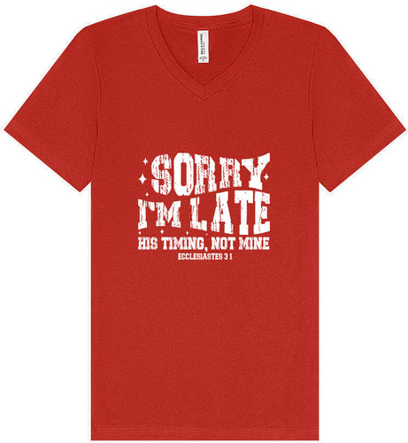 His Timing, Not Mine Unisex V-Neck Shirt