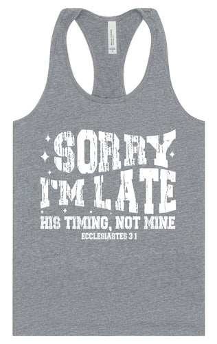 His Timing, Not Mine Women's Racerback Tank