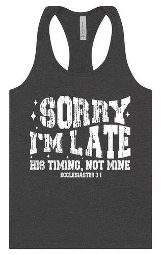His Timing, Not Mine Women's Racerback Tank