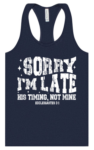 His Timing, Not Mine Women's Racerback Tank