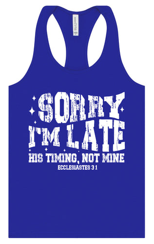 His Timing, Not Mine Women's Racerback Tank