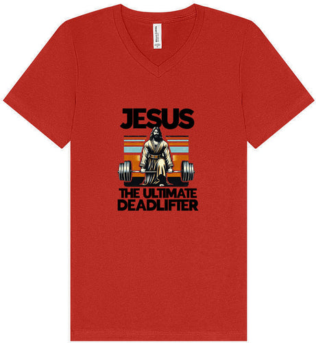 Jesus, the Ultimate Deadlifter Unisex V-Neck Shirt
