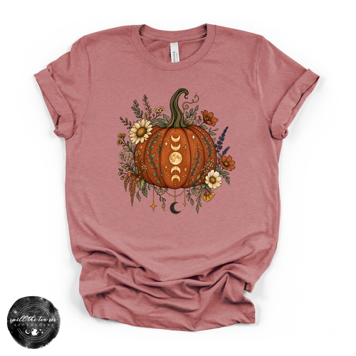 Moon Phase Pumpkin Tee | Celestial Fall Graphic T-Shirt
