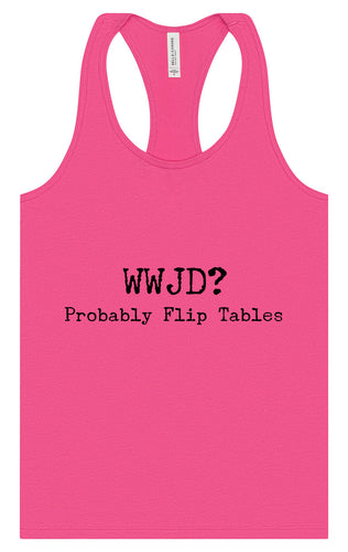 WWJD? Women's Racerback Tank