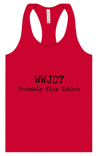 WWJD? Women's Racerback Tank