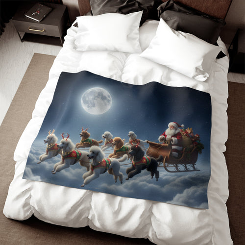 Santa's Poodle Powered Sleigh Blanket