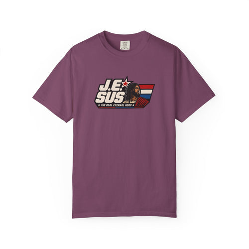 Jesus Retro Graphic T-Shirt — “J.E.SUS The  Real Eternal Hero” Christian Vintage Tee