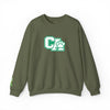 California Embroidered Crewneck Sweatshirt — Green Vintage 'CA' Paw Logo