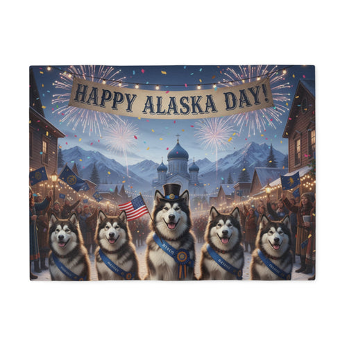 Happy Alaska Day Alaskan Malamutes Blanket