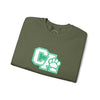 California Embroidered Crewneck Sweatshirt — Green Vintage 'CA' Paw Logo