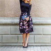 Mid-length umbrella skirt with satin print skirt
