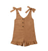 Girls' Summer Sturdy Pleated Sunsuit Jumpsuit