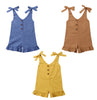 Girls' Summer Sturdy Pleated Sunsuit Jumpsuit
