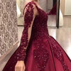 Deep V-Neck Sexy Dress Wedding Bride New Long Sleeve