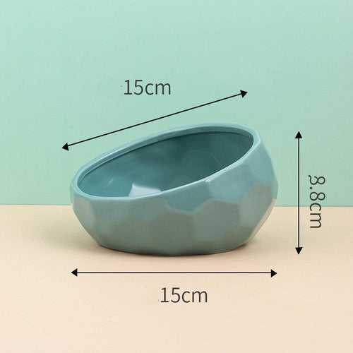 Oblique Mouth Ceramic Pet Bowl