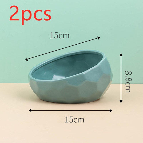 Oblique Mouth Ceramic Pet Bowl