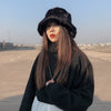 Winter Women's Thickened Imitation Rabbit Fur Flat Top Japanese Fisherman Hat