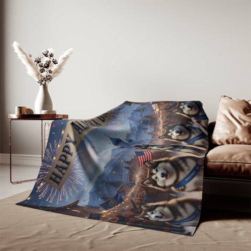 Happy Alaska Day Alaskan Malamutes Blanket