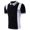 Casual Black And White Contrast Lapel Short Sleeve Plus Size
