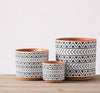 Ceramic Vase Decoration Sample Room Ins Red Pottery Geometric Machine Carved Flower Pot Breathable Clay Simple Mud Tile Pot Succulent