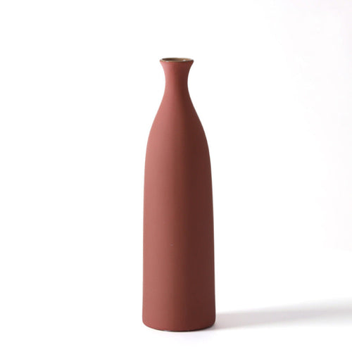 Home Furnishing Small Mouth Ceramic Vase Decorations Restaurant Showroom Desktop Soft Decorations