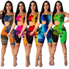 Printed Neckline Open Back Sexy Jumpsuit Spring